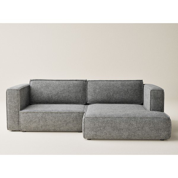 Szary rozkładany/ze schowkiem narożnik z tkaniny szenilowej (prawostronny/z szezlongiem) Velto – Maison de Rêve-image-2