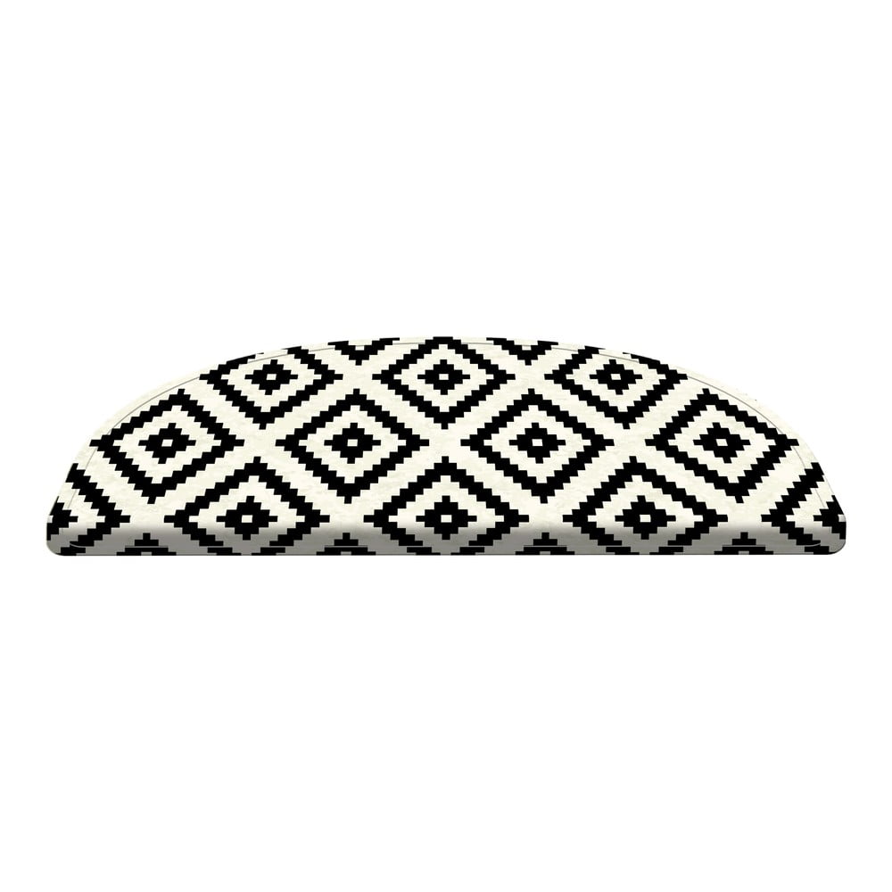 Zestaw 16 biało–czarnych dywaników na schody Vitaus Art, 20x65 cm