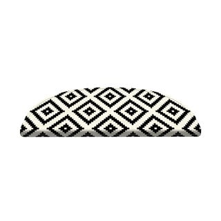 Zestaw 16 biało–czarnych dywaników na schody Vitaus Art, 20x65 cm