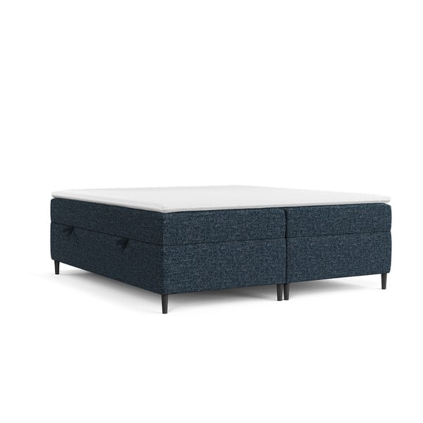 Ciemnoniebieskie łóżko boxspring ze schowkiem 140x200 cm Araya – Maison de Rêve