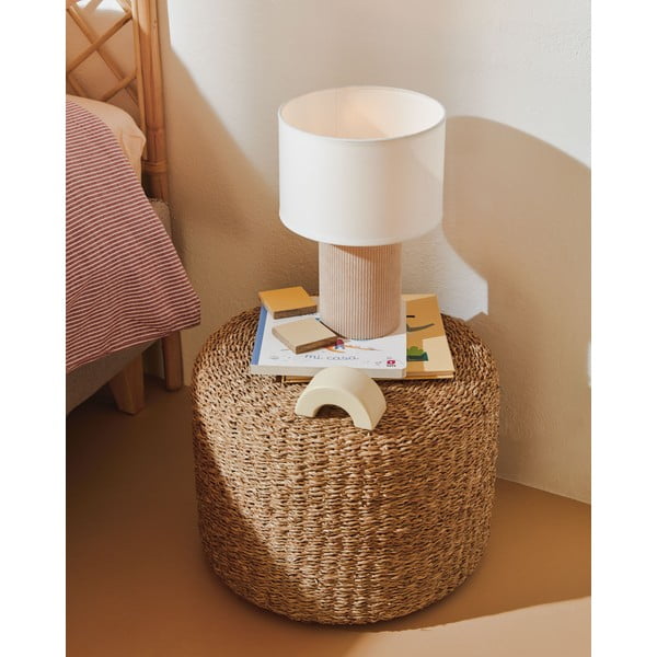 Biało-beżowa lampa stołowa z tekstylnym kloszem (wysokość 29 cm) Bianella – Kave Home-image-2