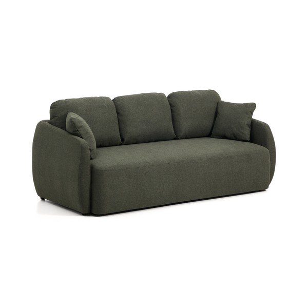 Ciemnozielona rozkładana sofa z tkaniny szenilowej 218 cm Laira – Kave Home-image-2