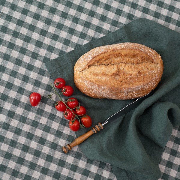 Lniana ścierka 45x65 cm Forest Green Gingham – Linen Tales-image-1