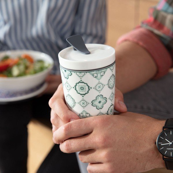 Zielono-biały porcelanowy kubek podróżny Villeroy & Boch Like To Go, 350 ml-image-1
