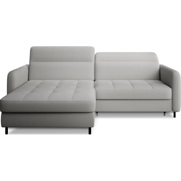 Szary rozkładany/ze schowkiem narożnik z materiału bouclé (lewostronny/z szezlongiem) Gomsi – ELTAP