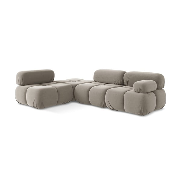 Beżowy aksamitny narożnik modułowy (lewostronny) Lokua – Makamii-image-3