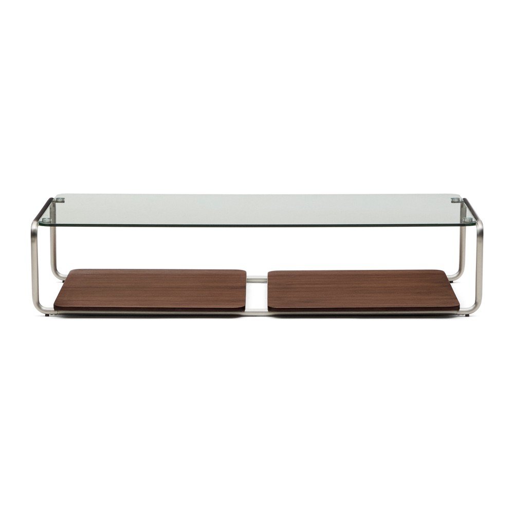 Ciemnobrązowy stolik ze szklanym blatem 60x140 cm Tarsel – Kave Home