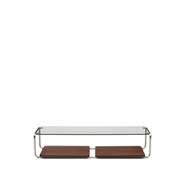 Ciemnobrązowy stolik ze szklanym blatem 60x140 cm Tarsel – Kave Home