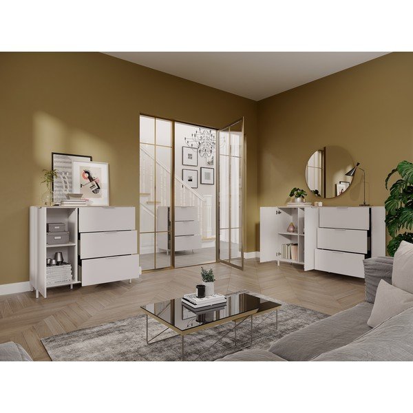 Kremowa szafka z matowym wykończeniem 68x98x40 cm Savoca – Germania-image-1