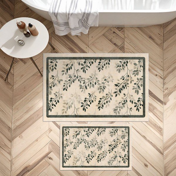 Beżowe dywaniki łazienkowe zestaw 2 szt. 60x100 cm – Foutastic-image-4