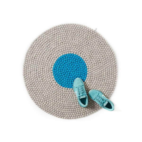 Wełniany dywan Wool Mat Round Turquoise, 90x90 cm