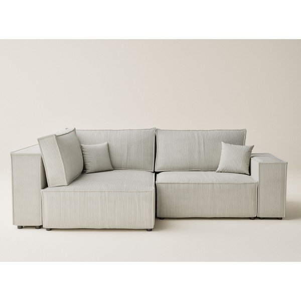 Kremowy sztruksowy rozkładany/ze schowkiem narożnik (lewostronny/w kształcie litery L) Tonga – Maison de Rêve-image-2