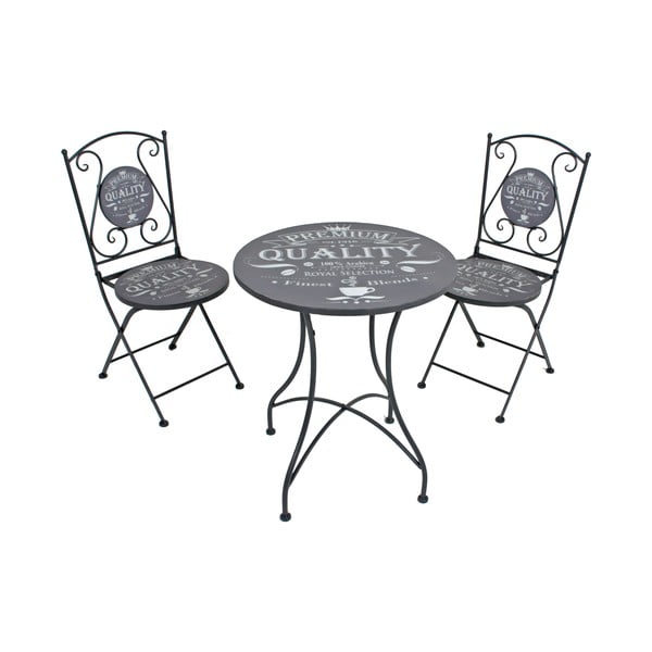 Zestaw 2 szarych krzeseł ogrodowych i stolika ADDU Royal