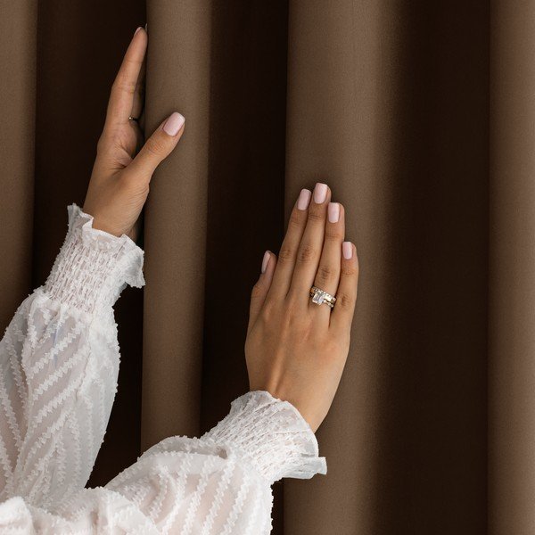 Brązowa zasłona częściowo zaciemniająca (dimout) 140x250 cm Carli Tie – Restilo-image-2