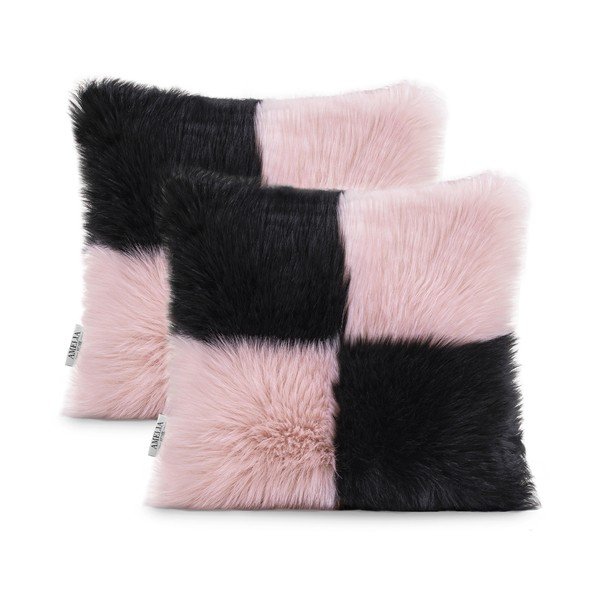 Zestaw 2 poszewek na poduszkę AmeliaHome Nancy Black Lightpink, 45x45 cm