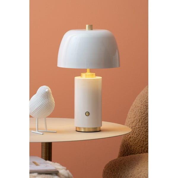 Biała lampa stołowa LED ze ściemniaczem i metalowym kloszem (wysokość 30 cm) Freya – Leitmotiv-image-1