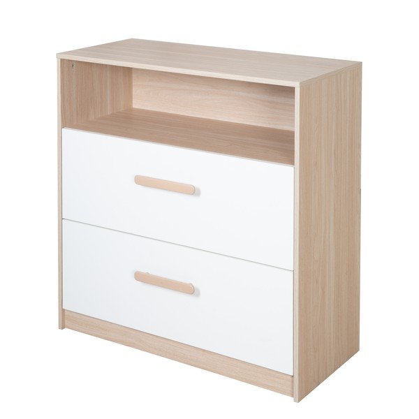 Biało-naturalna komoda dziecięca w dekorze dębu z przewijakiem 88x98x75 cm Cabane – Roba-image-3