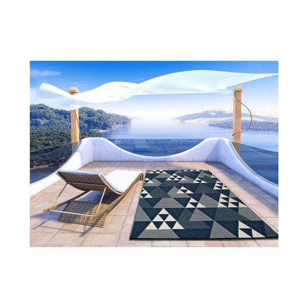 Ciemnoniebieski dywan odpowiedni na zewnątrz Universal Clhoe Triangles, 140x200 cm-image-2