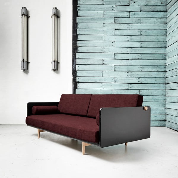 Sofa rozkładana Karup Deva Black/Raw Oak/Passion Red-image-4