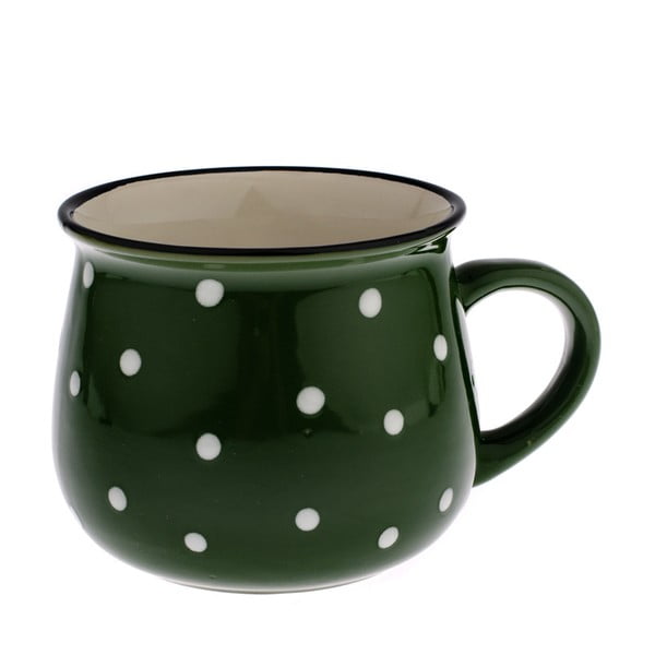 Zielony kubek ceramiczny w kropki Dakls Premio