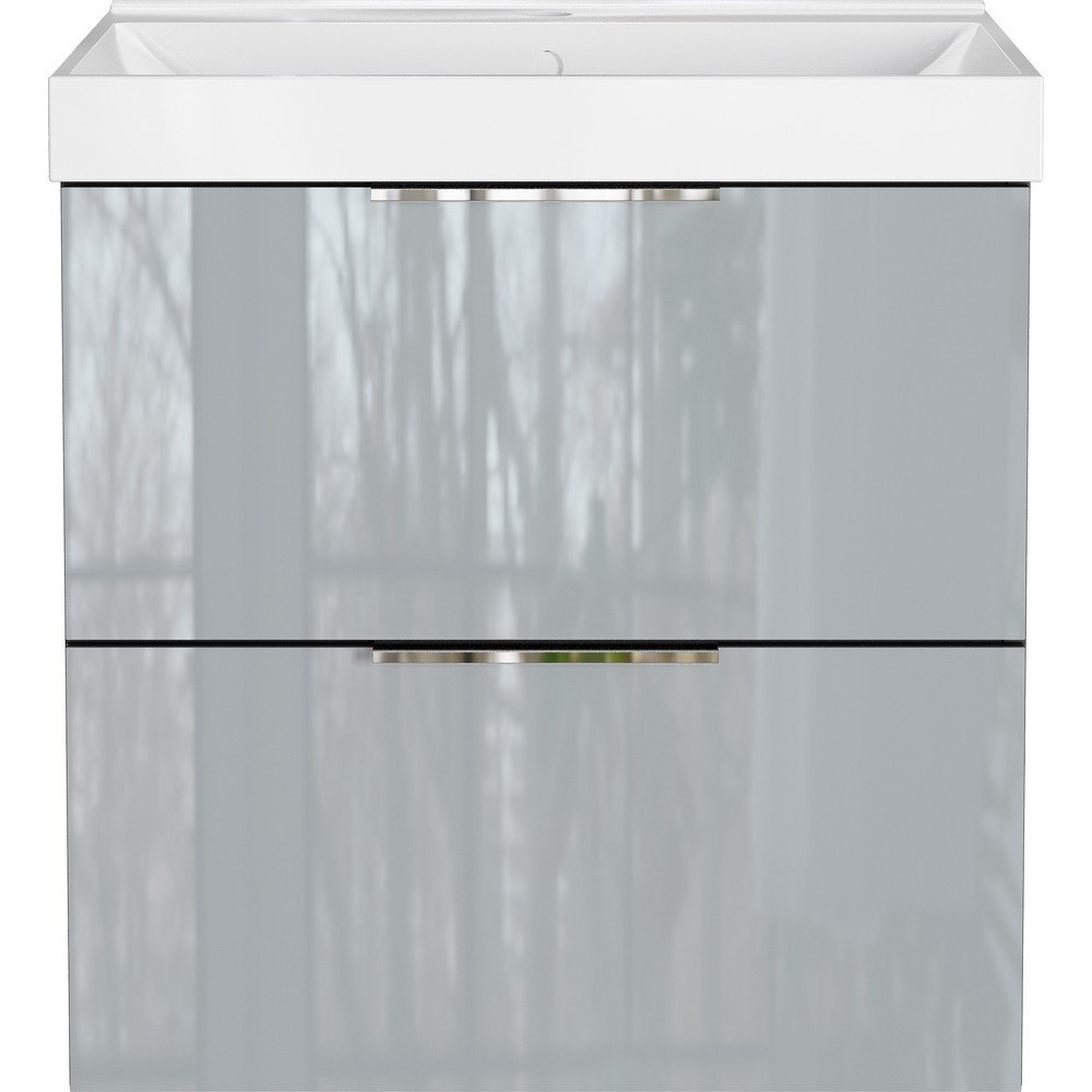 Szara wisząca szafka pod umywalkę z połyskiem 61x65 cm Celano – Germania (zdjęcie 4)