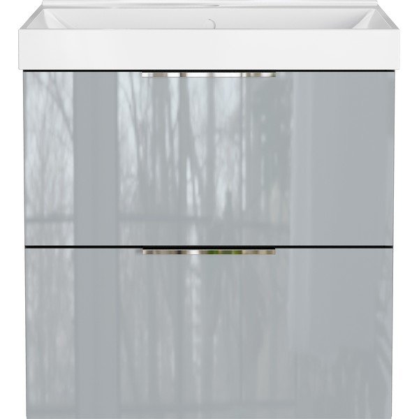 Szara wisząca szafka pod umywalkę z połyskiem 61x65 cm Celano – Germania-image-3