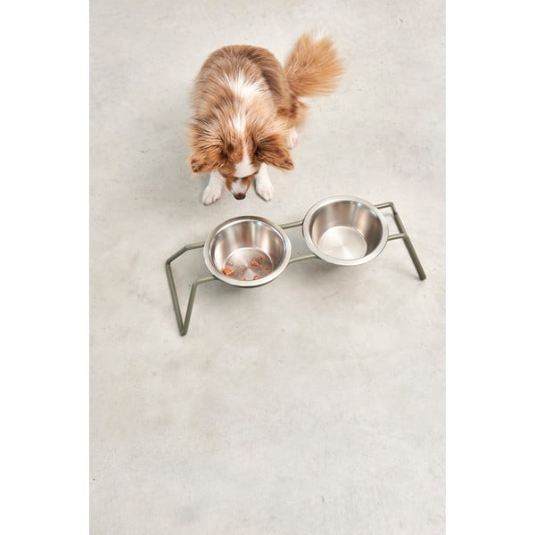 Zestaw misek ze stojakiem dla psów ze stali nierdzewnej Cena Grollive M – MiaCara-image-3