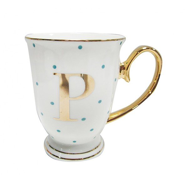 Kubek z literką P w niebieskie groszki-image-2