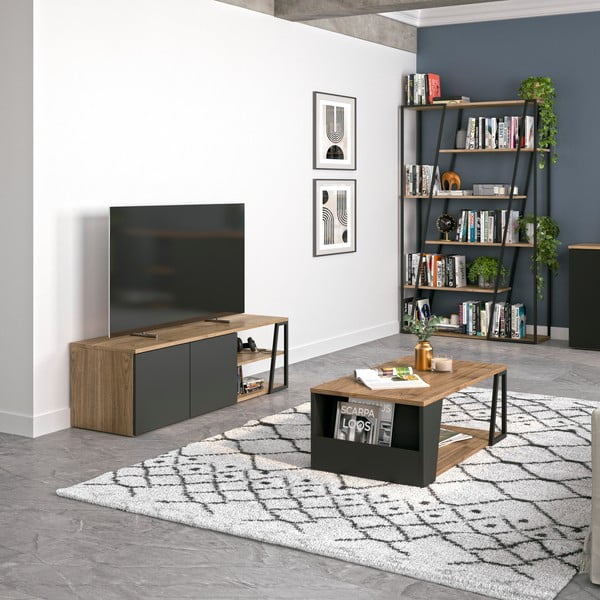 Stolik z blatem w dekorze drewna orzechowego 100x55 cm Albi – TemaHome-image-1