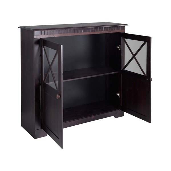 Ciemnobrązowa witryna z litego drewna sosnowego 95x35 cm Lisa – Støraa-image-2