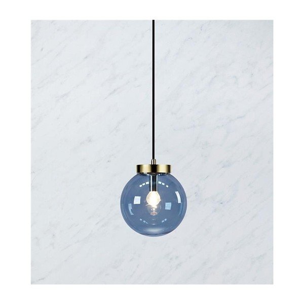 Niebieska lampa wisząca z detalem w kolorze złota Markslöjd Ball Two, ⌀ 22 cm-image-2