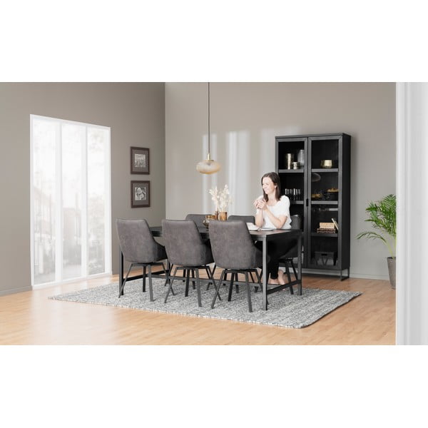 Czarna witryna z litego drewna dębowego 95x195 cm Everett – Rowico-image-1