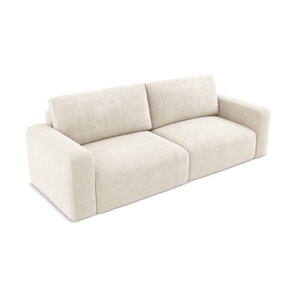 Kremowa rozkładana/ze schowkiem sofa z tkaniny szenilowej 252 cm Kona – Makamii-image-3