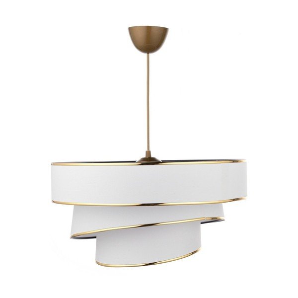 Lampa wisząca w biało-złotym kolorze z tekstylnym kloszem ø 40 cm Couper – Opviq lights