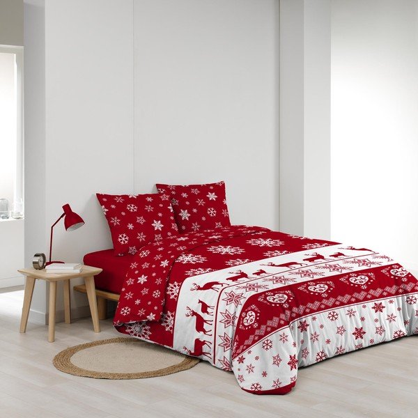 Czerwona pościel dwuosobowa z mikfroflaneli 240x220 cm Floconette – douceur d'intérieur-image-2