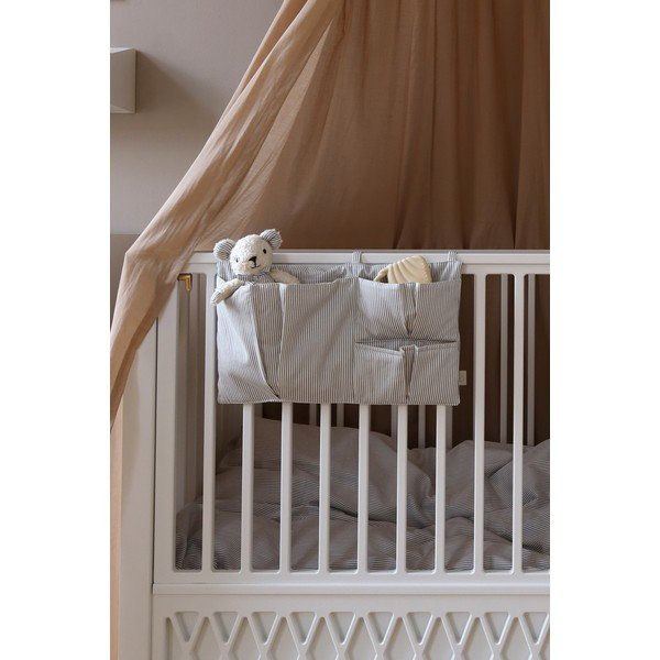 Jasnoniebieski organizer kieszonkowy na łóżeczko  z bawełny organicznej 42 cm Classic Stripes Blue – Cam Cam Copenhagen-image-1