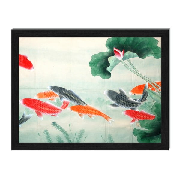 Obraz w ramie Liv Corday Asian Koi Fish Pond, 30x40 cm