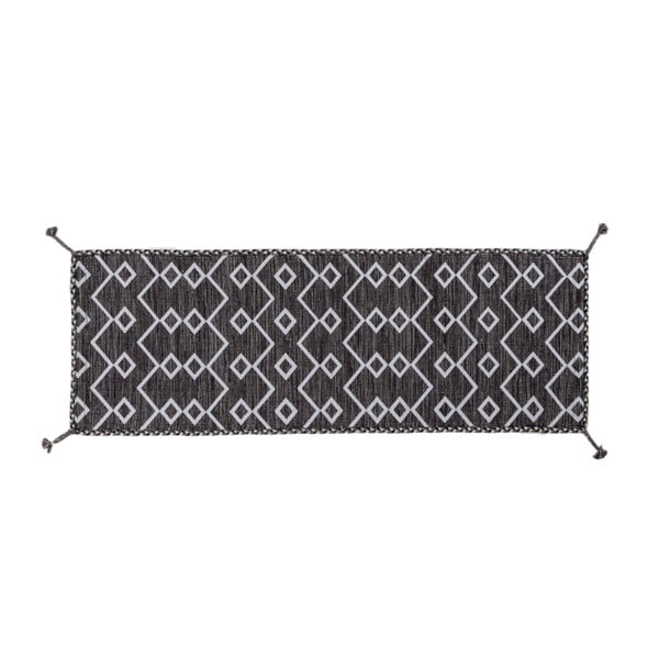 Czarno-biały chodnik ręcznie tkany Navaei & Co Kilim Ethnic 104, 180x60 cm