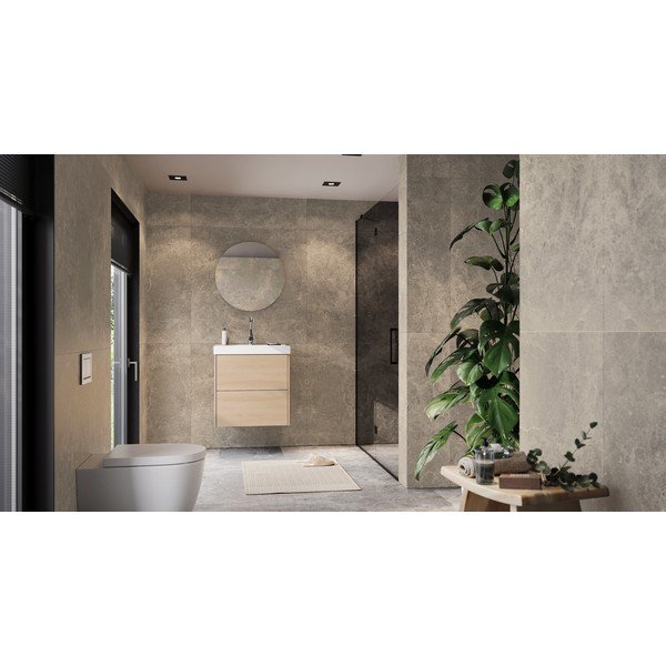 Wisząca szafka pod umywalkę w dekorze dębu w naturalnym kolorze 61x65 cm Bodera – Germania-image-2