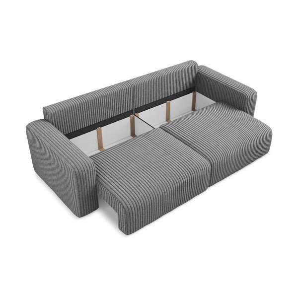 Szara sztruksowa rozkładana/ze schowkiem sofa 252 cm Kona – Makamii-image-4
