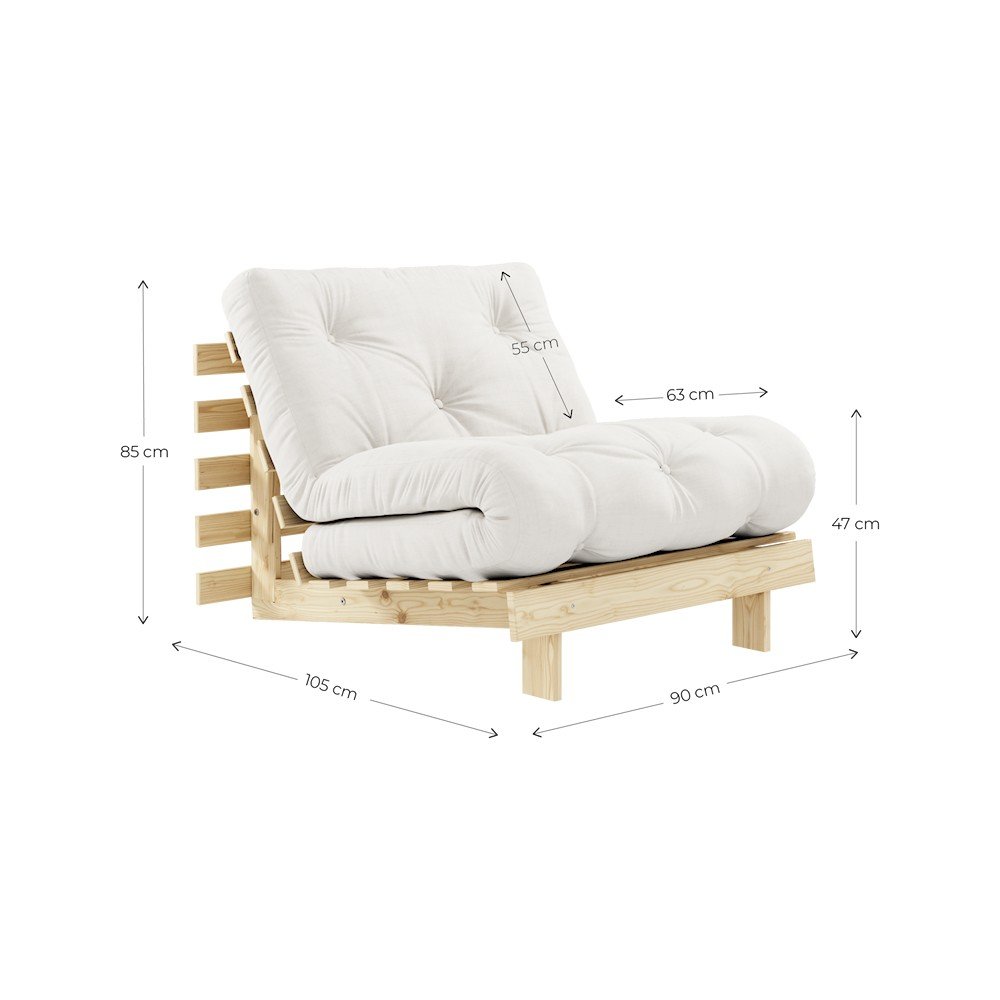 Ciemnobrązowy rozkładany sztruksowy fotel futon Roots – Karup (zdjęcie 7)