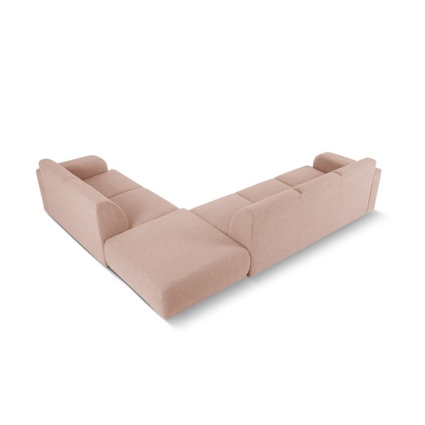 Różowy narożnik z materiału bouclé (prawostronny) Molino – Micadoni Home-image-3