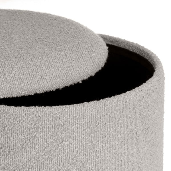 Jasnoszare pufy zestaw z materiału bouclé 2 szt. – Casa Selección-image-1