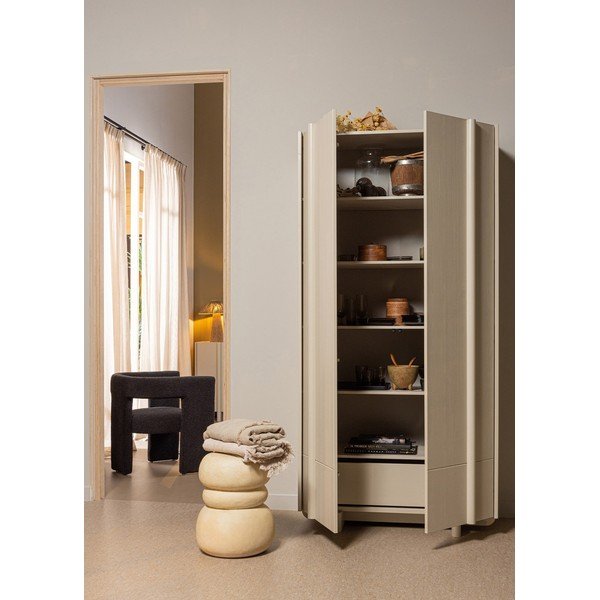 Kremowa szafka modułowa z litego drewna sosnowego 101x210 cm Basu – WOOOD-image-4