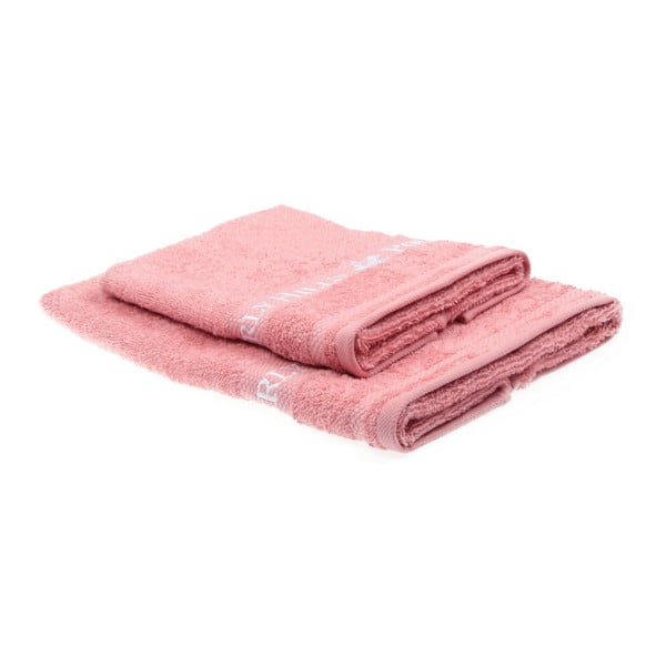 Zestaw 2 różowych ręczników Beverly Hills Polo Club Tommy Yazi