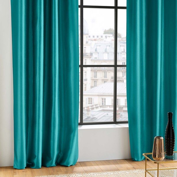 Niebieska zasłona z mikrosatyny 140x240 cm Shana – douceur d'intérieur-image-2