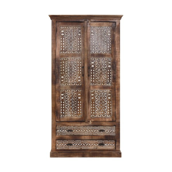 Brązowa szafa z litego drewna mango 190x45 cm Maneesh – Støraa