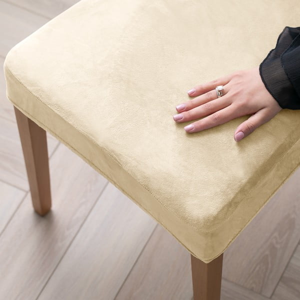 Beżowe elastyczne pokrowce na krzesło zestaw 4 szt. 48 cm Sento – Restilo-image-1