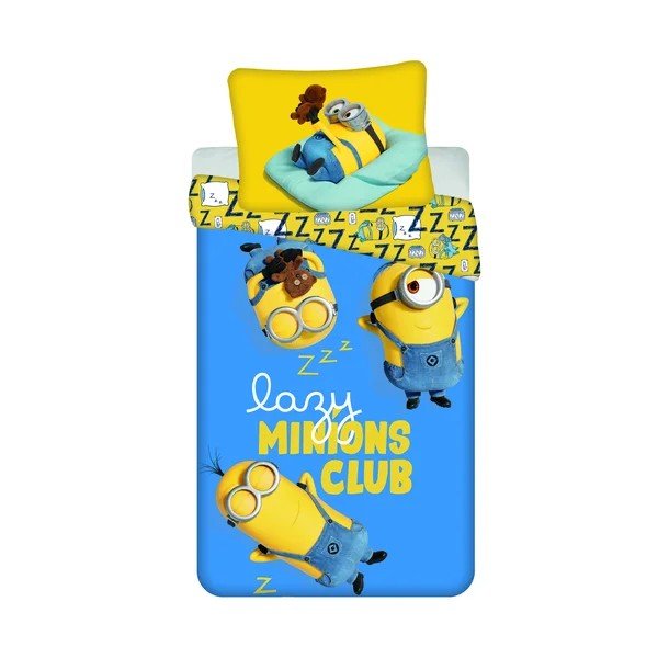 Żółta/niebieska bawełniana pościel dziecięca jednoosobowa 140x200 cm Mimoni Lazy Club – Jerry Fabrics