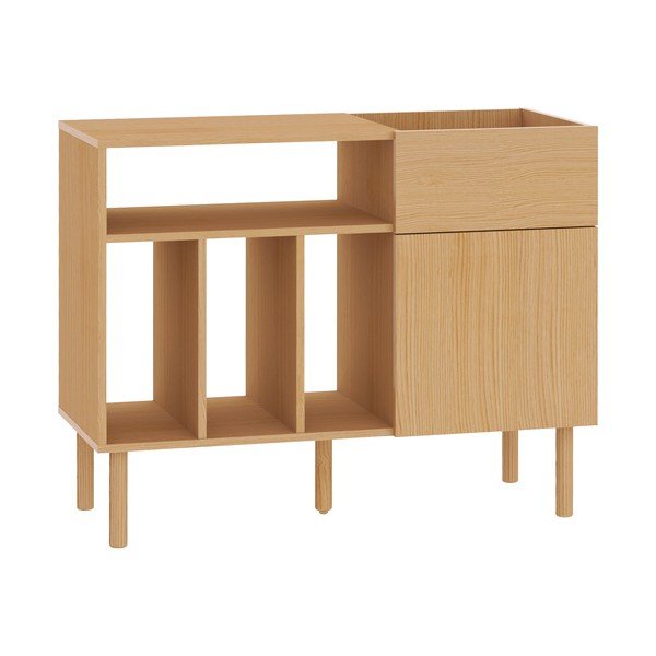 Niska komoda w dekorze dębu na płyty gramofonowe 100x80 cm Viny – TemaHome-image-2